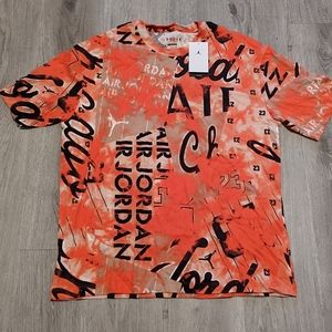 Air Jordan Red Oversized Tye-Dye Women's T-shirts Spell out New with Tags